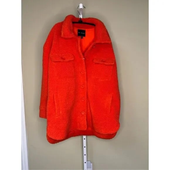 Muubaa NWT Faux Shearling Coat in Coral Orange Size 6 (UK 10) $367 - Picture 5 of 9